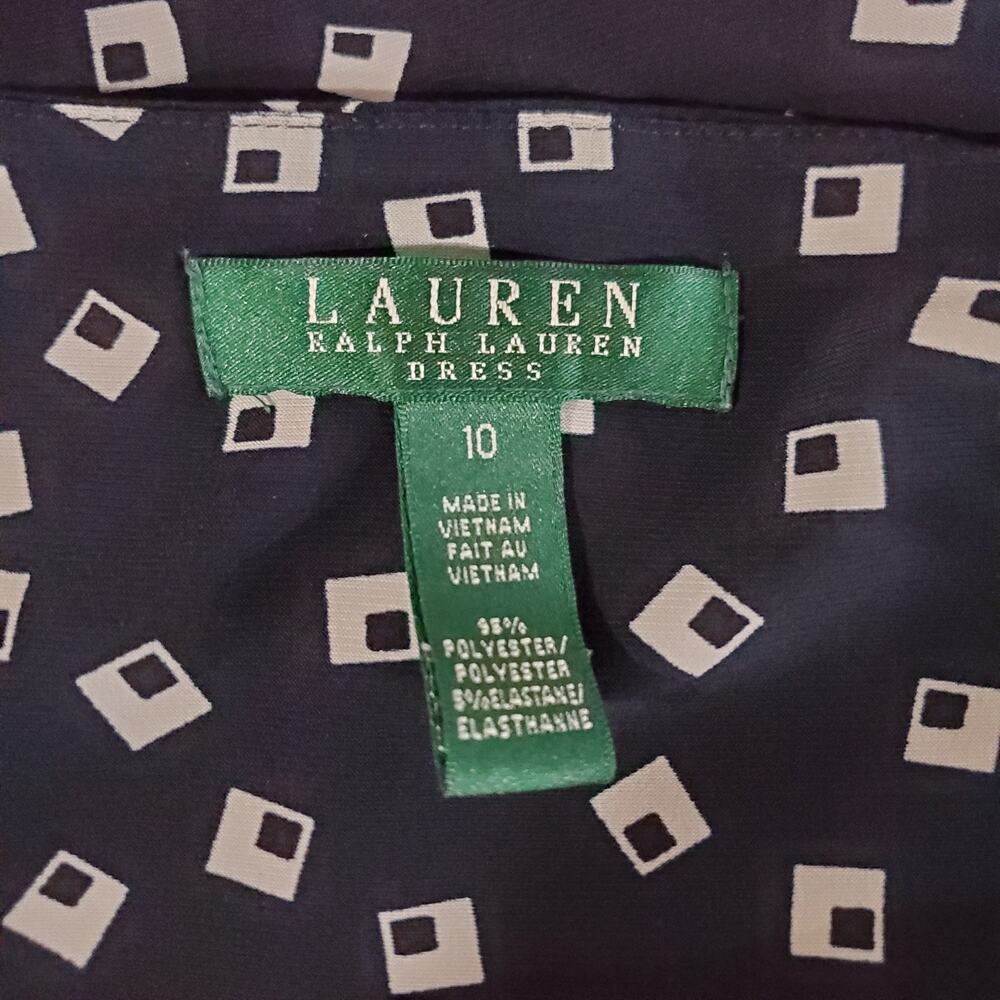 Lauren Ralph Lauren Faux Wrap Stretch Ruched Midi Dress Size 10 Navy Blue Square - Picture 8 of 12